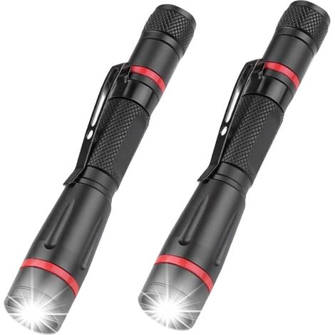 Set mit 2 Mini-LED-Taschenlampen – mit Clip – zoombar – wasserdicht – für Wandern, Camping, Notfälle und Outdoor-Aktivitäten (1/3)