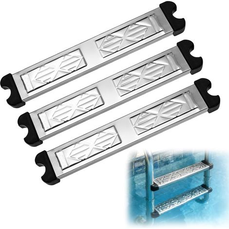Remplacement des Marches D'échelle de Piscine, Lot de 3 Échelle de Piscine avec 6 vis pour la Plupart des échelles au Sol et Hors Sol, Marches en Acier Inoxydable 304 (1/5)
