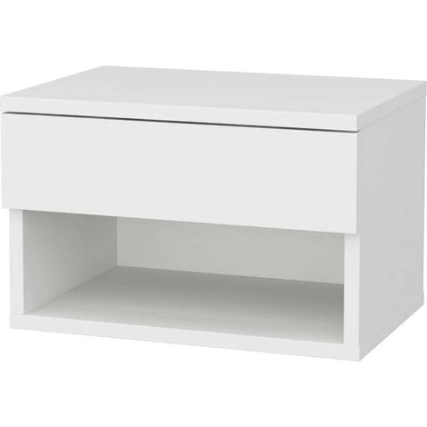 Dmora - Nachttisch Pleiades, Niedrige Kommode, Tisch, Multifunktionaler Nachttisch, 45x29h32 cm, Weiß, mit verstärkter Verpackung