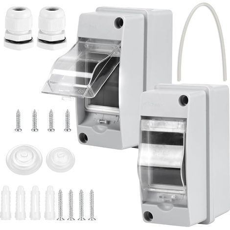Coffret Electrique Etanche Exterieur IP65, Boite de Boitier Etanche Electrique, Boitier de Jonction, Armoire de Contrôle de Surface en Plastique (2 pièces 2 voies) (1/5)