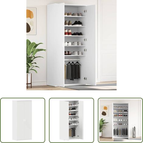 Schuhschrank Weiß - Schuhschrank mit Regal Weiß 80 x 39 x 178 cm Holzwerkstoff (1/5)
