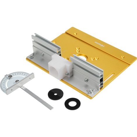 KKnoon plaque d'insertion pour table de fraisage routing 3 pcs aluminium avec jauge à onglet plateau basculant pour défonceuse travail du bois affleureuse gravure