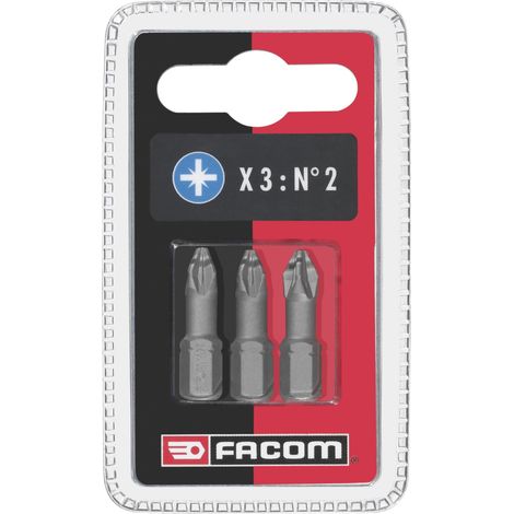 Facom – Jeux de 3 embouts High Perf' pour vis Pozidriv – Longueur 50mm – Empreinte PZ – Acier au chrome vanadium – Pour vissage rapide en série (1/3)