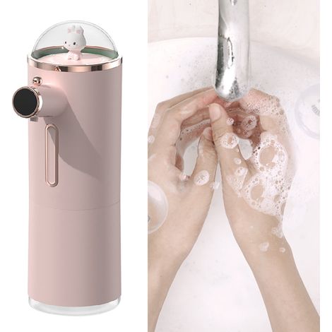 Distributeur de savon mousse automatique mignon et intelligent à capteur infrarouge, étanche, rechargeable et sans contact, rose (1/5)