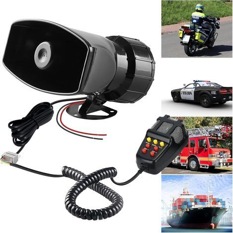 Auto-Sirenen-Lautsprecher, 12 V, 100 W, 7-Ton-Autohupe, Auto-Sirene mit Mikrofon, Autohupe, Sirene für Auto, Schiff usw., Motorrad, LKW (1/5)