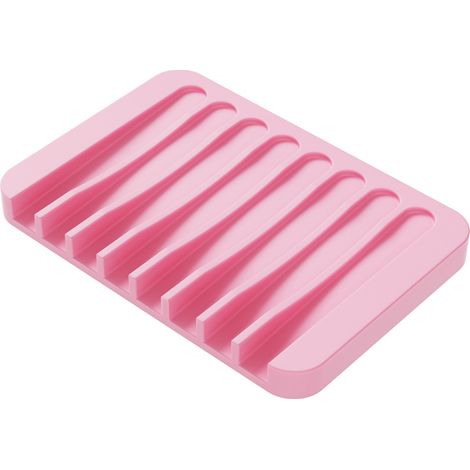 Seifenablage mit Wasserfall-Design für Dusche, geeignet für Bad, Küche und Arbeitsplatte. Aus weichem Silikon gefertigt, hält Seifen trocken und ist leicht zu reinigen. 2-teilig, rosa.