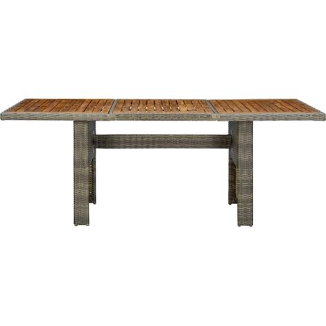 Gartentisch Braun Poly Rattan und Akazie Massivholz vidaXL