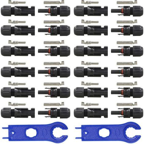 12 Paires Photovoltaique Câble Connecteur, Connecteur PV, Connecteur Solaire Photovoltaïque avce Clés Hexagonales, Connecteur Solaire Mâle + Femelle pour Panneaux Solaires Cable Accessoires (1/5)