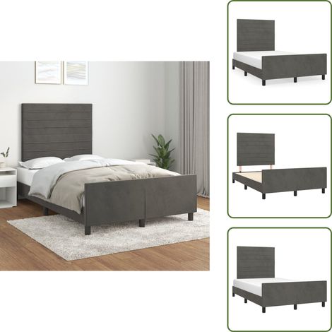 Bettgestell ohne Matratze Dunkelgrau 120x190 cm Samt - Samtbett - Doppelbett - Boxspringbetten - Bettsofa - Hochbett