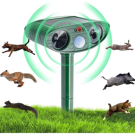 Repulsif Chat Exterieur, Anti Chien Pigeons Souris Rats, Ultrason Répulsif pour Chats Solaire, Multifonctions Détecteur de Mouvement Étanche Repousse Rongeur, Chasse Taupe (1/5)