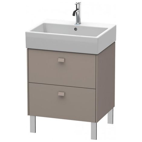 Duravit Meuble sous-lavabo Brioso sur pied 58,4 x 45,9 cm, 2 tiroirs, avec découpe pour siphon et tablier, pour lavabo Vero Air 23506060, Couleur (avant/corps): Basalt Matt Décor, Poignée Basalt Matt - BR443304343