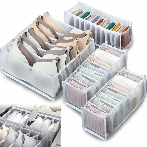 [JAMAIS UTILISÉ]Organisateur De Tiroir Sous Vetement, Boîte De Rangement Soutien Gorge Organisation Sous Vetement Pliable Drawer Divider Organizer Rangement à Compartiments Pour Culottes Chaussettes，， (1/4)