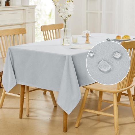 Abwaschbare Tischdecke mit Lotuseffekt, Leinenoptik, 132x178 cm, Hellgrau