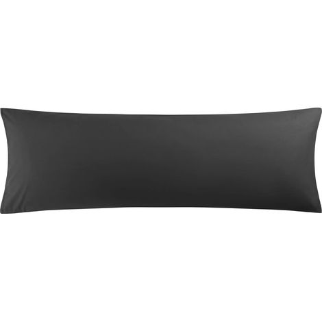 Taie d'oreiller de 50 x 160 cm de long en microfibre, avec fermeture à rabat, pour positionnement latéral, noir (1/5)