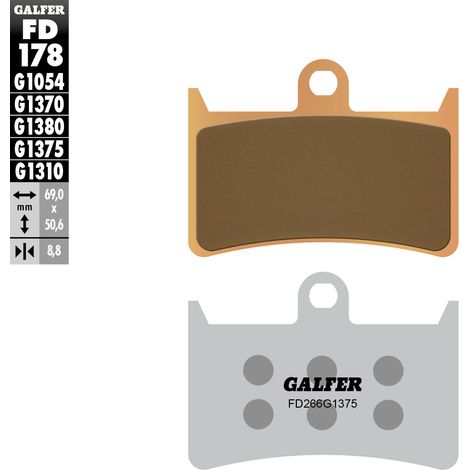 Plaquettes de frein Galfer KH252 / KH380 en métal fritté (or) Sport