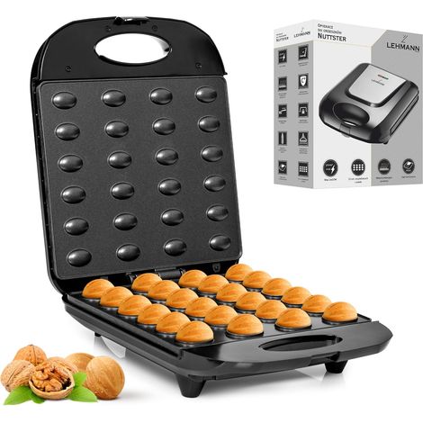 Panadería eléctrica con revestimiento antiadherente, Electrodoméstico de cocina - Máquina para 24 mitades de nueces, Máquina para hacer pasteles de nueces, Gofrera de nueces (1/5)