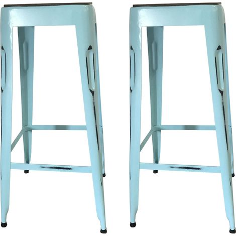 Tabouret de bar bleu (lot de 2) LEEDS (1/3)
