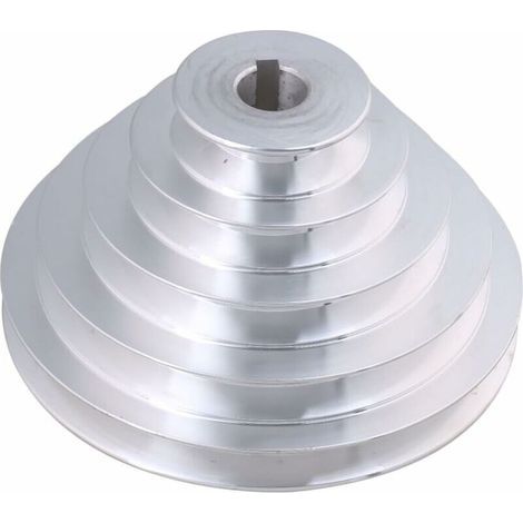 Poulie en aluminium 5 niveaux - 19 mm de diamètre intérieur, 54 à 150 mm de diamètre extérieur, 12,7 mm de largeur - pour courroie de distribution trapézoïdale type A (1/5)