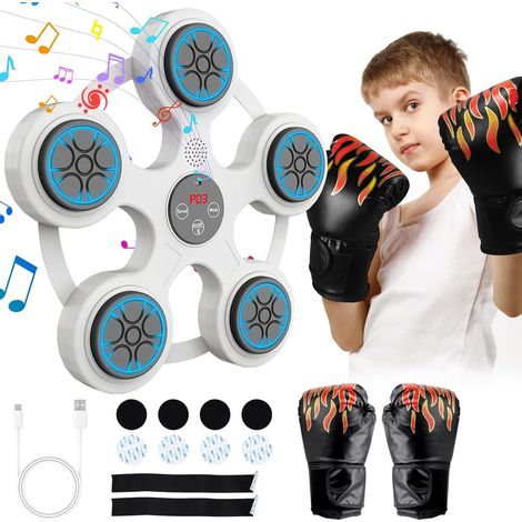 Machine de Boxe à Musique avec Gants de Boxe, Machine à Musique Intelligente, Jeu de Boxe Mural, Bluetooth, LED, Cible de Frappe Intelligente, 9 Vitesses, 9 Modes