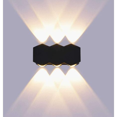 6W LED Applique Murale Intérieur Moderne Lampe Murale Intérieur Up Down Spot IP66 Éclairage Mural en Aluminium pour Chambre à Coucher Bureau Lit Couloir Salon Hôtel Noir Blanc Chaud 3000k (1/5)