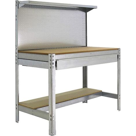 Simonrack – Kit établi modulable 1440x1500x600mm – Charge 600kg – Acier 1,6mm – Montage sans vis – Large tiroir sous plateau (1/6)