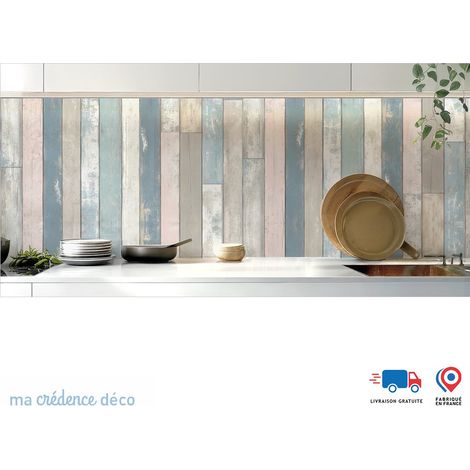 Crédence : Planches bleues 2 - Couleur Rouge beige - Alu composite - 60 - 120 (1/3)