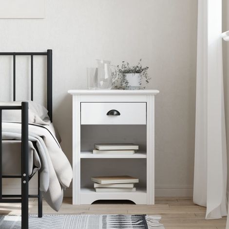 Comodino BODO 53x38,5x66 cm in Legno Massello di Pino Bianco (1/5)
