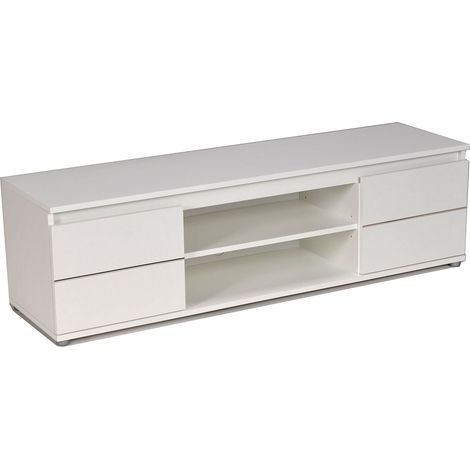 Meuble TV/Vidéo 140cm 2 portes + 1 niche / Blanc (1/4)