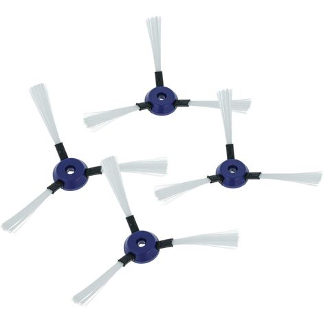 vhbw 4x spazzola laterale compatibile con Rowenta Smart Force Extreme, Essential robot aspirapolvere - Set spazzole, nero / bianco / blu