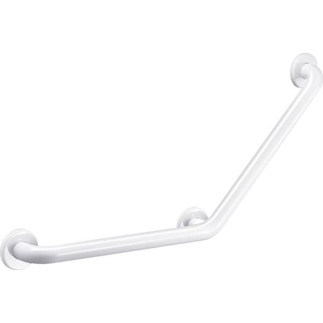 Maniglione angolato, 135°, in acciaio inox 304 verniciato a polvere epossidica bianca – Dimensioni 450 x 450 mm – Carico massimo 200 kg – Fissaggi a scomparsa – 45 cm x 45 cm (1/4)