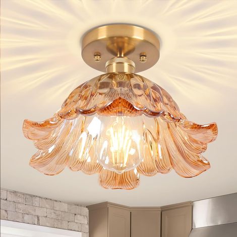 Luminaire Plafond Semi-Encastré Moderne, Design Rétro et Bohème - Pour Couloir, Dressing - E27 (Ampoule Non Fournie) - Dimensions 20x15cm (1/5)