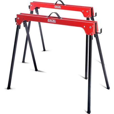 Excel Twin Pack 5157 Compact Folding Steel Saw Horse Heavy Duty 500kg Saw Bench