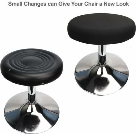 (4 Pièces Noir)Housse Tabouret Rond Housse Tabouret de Bar, Tissu de Luxe, Diamètre 30-40cm, Extensible, Infroissable, Lavable et Anti-Poussière