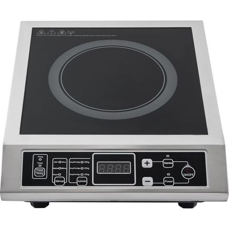 Induction hob, 3500W induction cooker, professional induction cooktop with worktop up to 50kg, 8 temperature settings, for frying, boiling, cooking porridge, steaming food and (black)（EU Plug） (1/5)