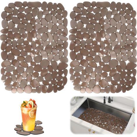 2 Pièces Tapis Evier Cuisine 40x30cm Tapis de Protege en PVC Protection Evier Cuisine, Tapis D'évier De Cuisine, Tapis D'évier en Forme de Galets pour Vaisselle, Légumes (1/5)