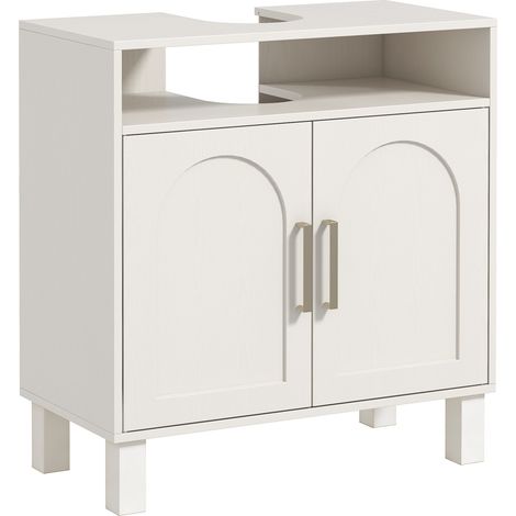 Meuble sous-vasque salle de bain 60x30x63 cm 2 portes étagère réglable blanc meuble lavabo rangement moderne salle de bain (1/5)