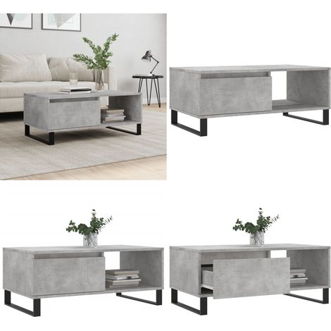 Table basse Gris béton 90x50x36,5 cm Bois d'ingénierie - Table Basse - Meuble Salon - Table D'appoint - Table Design - Table Gris - Home & Living (1/5)