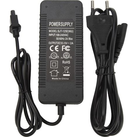 Chargeur de Scooter électrique 53.5V 2A, adaptateur d'alimentation de batterie universel pour vélo 100-240V, prise ue (1/5)