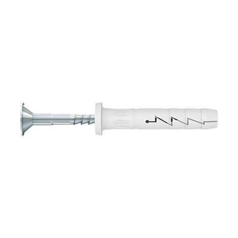 Chevilles à frapper nylon 6x40mm – Boîte de 100 unités – Tête fraisée Pozidriv pour béton et briques – Installation rapide en série – Rawlplug