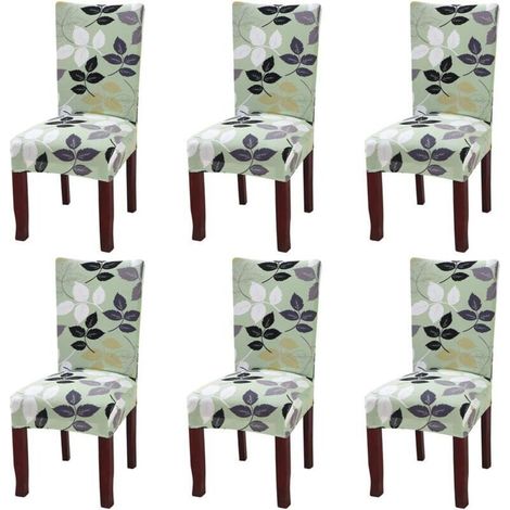 Set of 6 Universal Stretch Dining Chair Covers - Green - RAPANDA (1/5)
