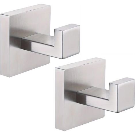 Crochet Mural - Acier Inoxydable SUS304 - Finition Nickel Brossé - Pour Salle De Bain Cuisine Chambre Garage Hôtel - Lot De 2