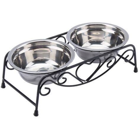 Mangeoire pour chien, bols noirs facilement inoxydables, pour animaux domestiques (1/5)