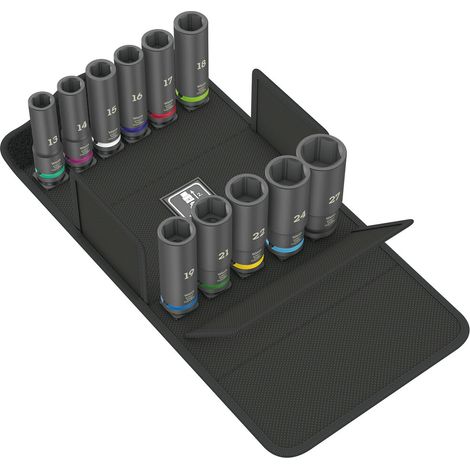 Wera – Jeu de clés à douilles 11 pièces – Acier chrome-molybdène – Longueur 83mm – Compatible visseuses à chocs – Housse textile incluse (1/7)