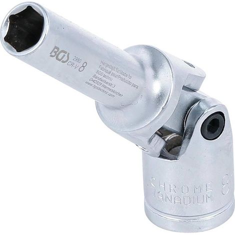 Douille Articulée de Bougie Hexagonale 10 mm (3/8) - 8 mm - Précision et Accessibilité, Acier - D-Work (1/5)