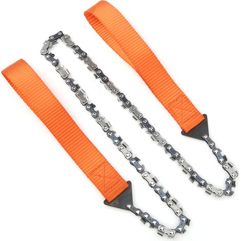 Mini scie à chaîne portable d'extérieur 33 dents pour la survie, le bûcheronnage et le camping (outil orange)