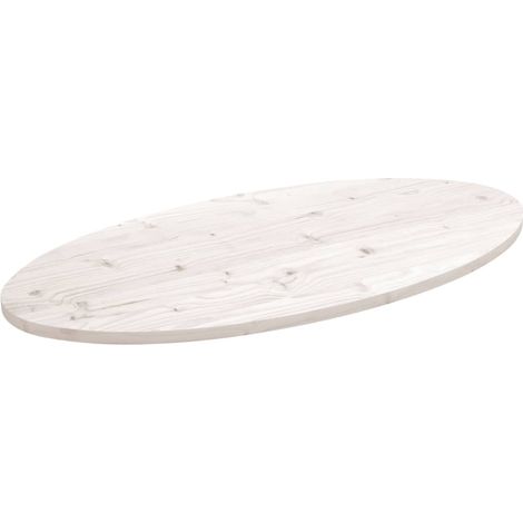 Tischplatte Weiß 100x50x2,5 cm Massivholz Kiefer Oval