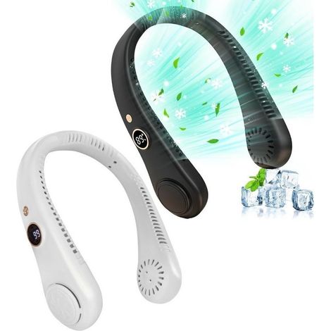 TRADE SHOP - Ventilatore Da Collo Portatile Display 5 Livelli Velocità Ricaricabile Usb Sport - (1/5)