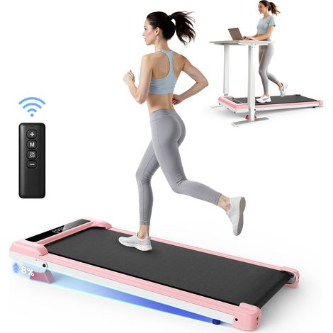 3-in-1-Laufband mit bis zu 8 % Steigung, leisem Betrieb, 3 PS starkem bürstenlosem Motor, Geschwindigkeit von 1 bis 10 km/h, mit Fernbedienung – Pink