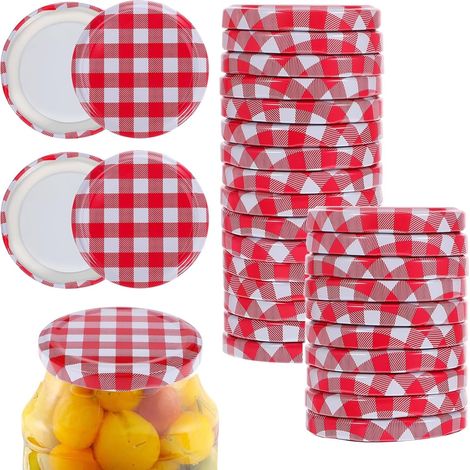 Pack of 30 Twist Off Screw Lids, 82 mm, Red/White Tile (1/5)