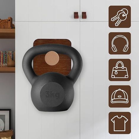 Bamboo Adhesive Hook Adhesive Hook Wall Hook in Bamboo Sticker for Belt Keys Helmet Brown (1/4)
